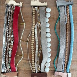Lot of 3 Victoria Emerson Beaded Bohemian Multi-Strand Magnetic Bracelets